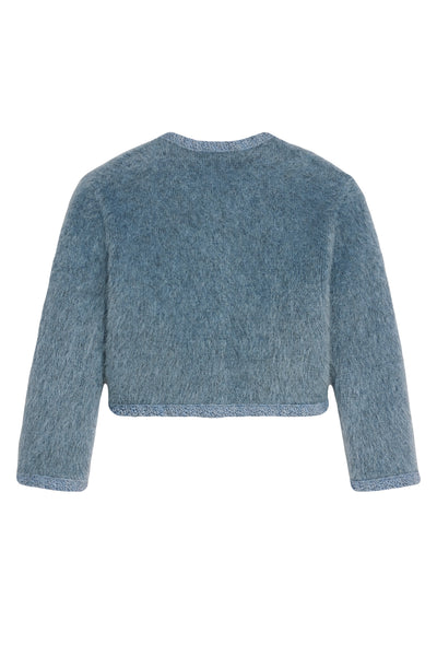 CELINE blue brushed mohair cardi jacket size XS