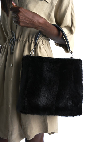 FENDI Selleria mink fur leather handbag