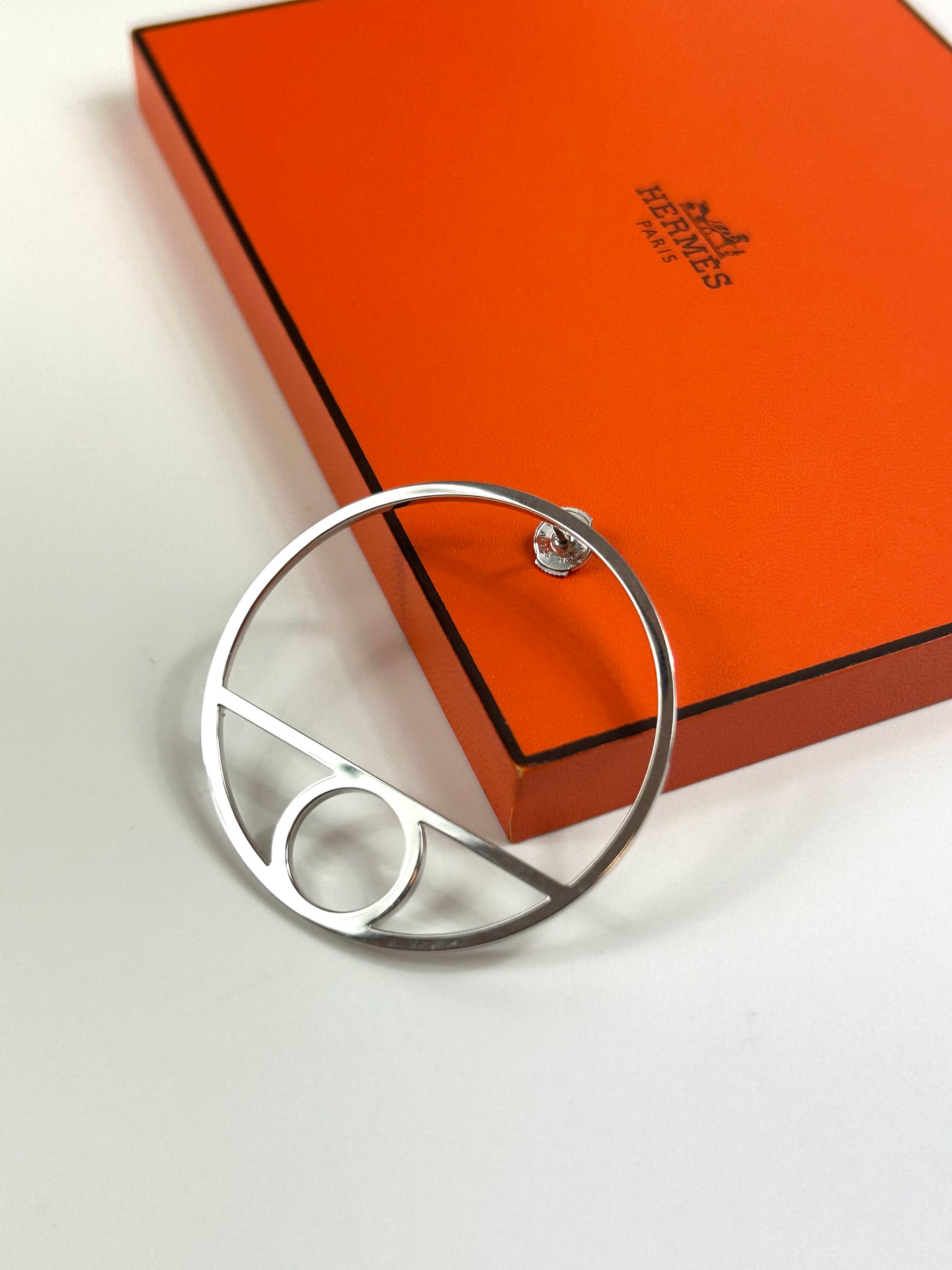 HERMES Chaine D'Ancre Game silver hoops earrings with box