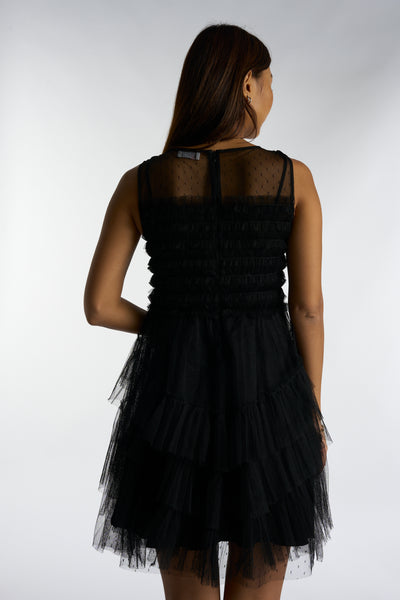 Red VALENTINO tulle black mini dress RRP: £559