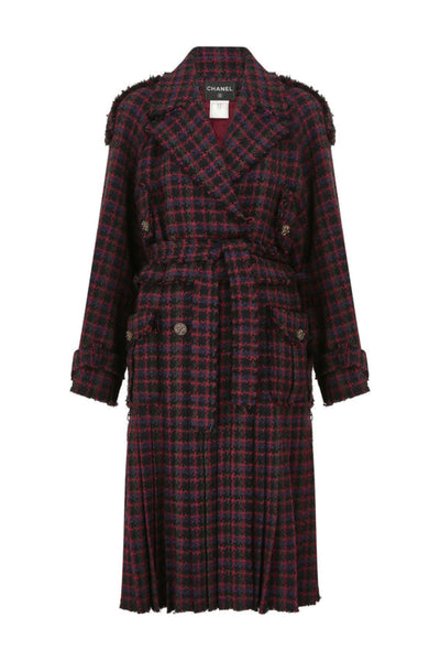 CHANEL Metiers d'Art Paris Edinburgh Tweed Tartan Gripoix Buttons Coat size 42