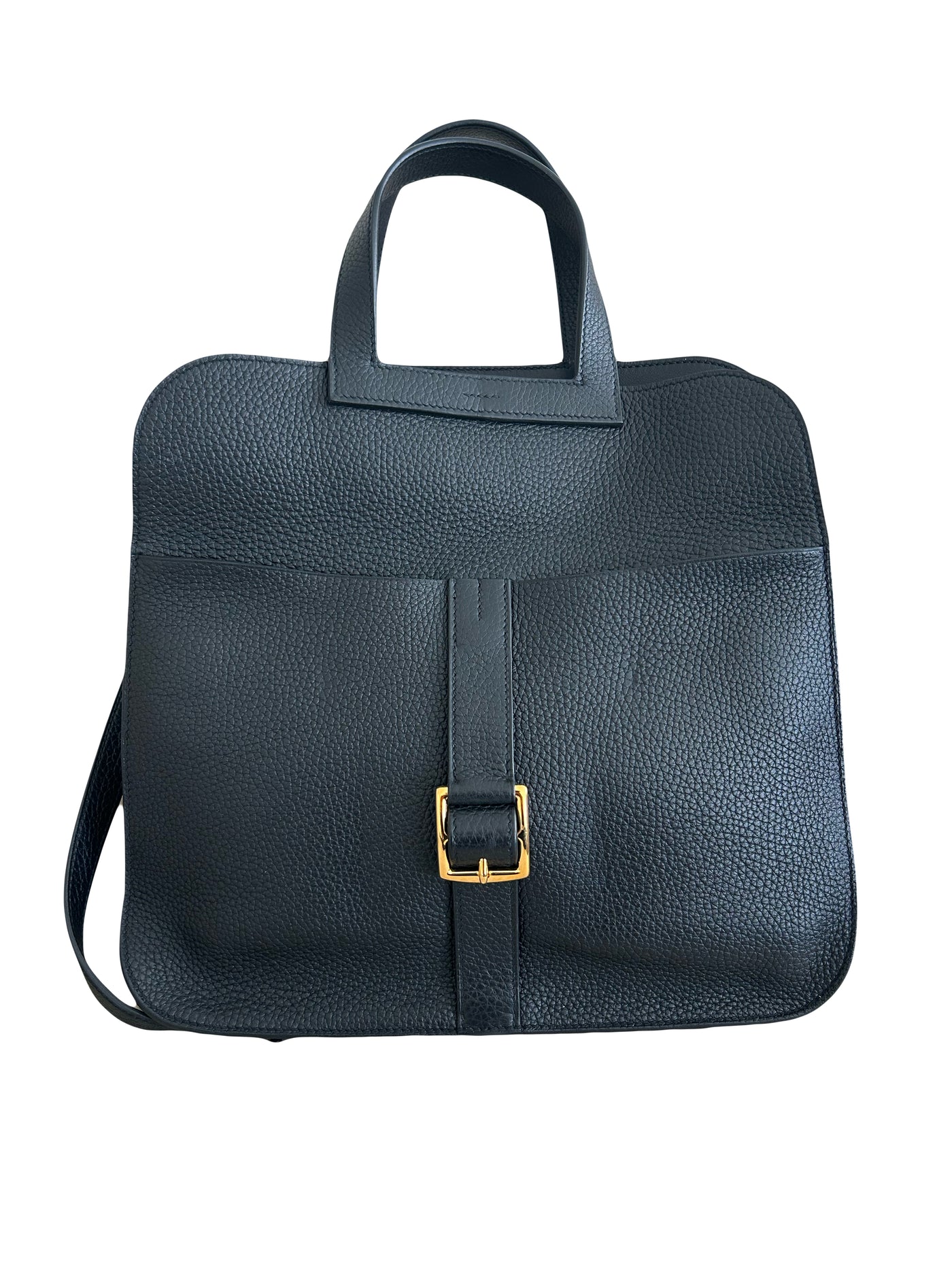 HERMES Alzan 31 Noir Clemence Leather with Gold Hardware