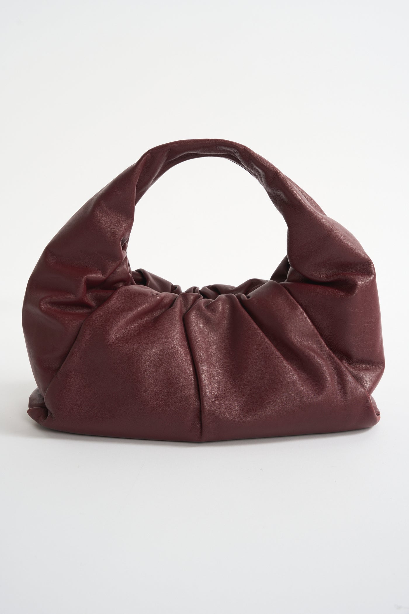 BOTTEGA VENETA burgundy pouch shoulder handbag