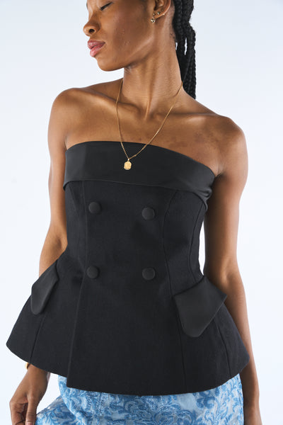ANOUKI black corset tuxedo top