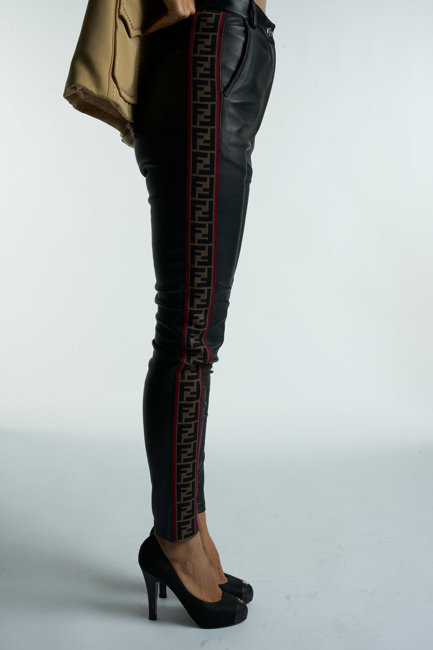 FENDI lambskin leather FF pants