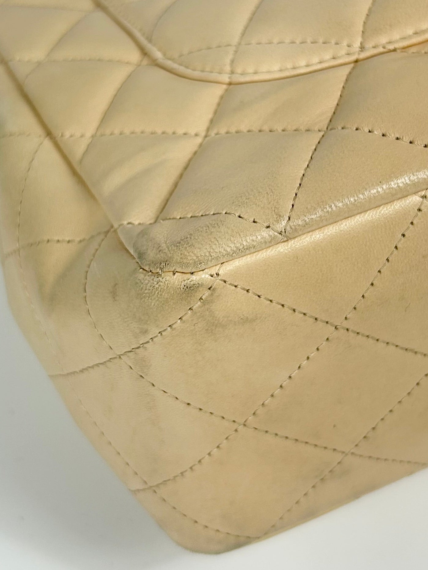 CHANEL Jumbo Single Flap Beige Clair Lambskin Leather Silver Hardware with box