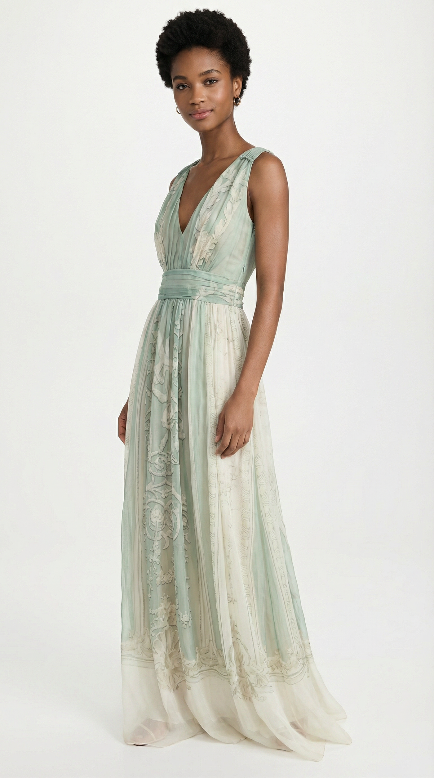ALBERTA FERRETTI Silk Gown Sage Green Empire Neckline Limited edition – U &  Moi