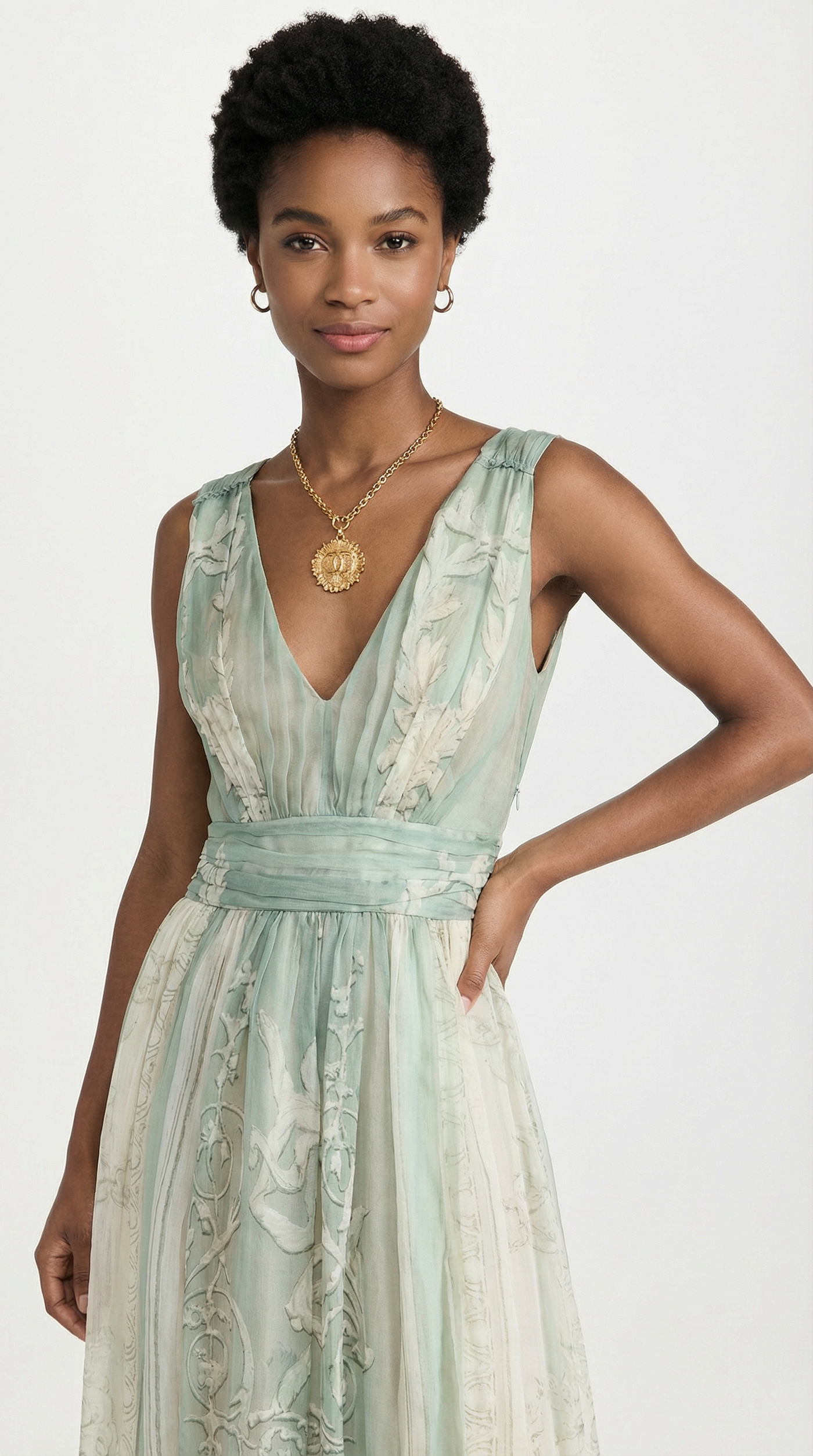 ALBERTA FERRETTI Silk Gown Sage Green Empire Neckline Limited edition – U &  Moi