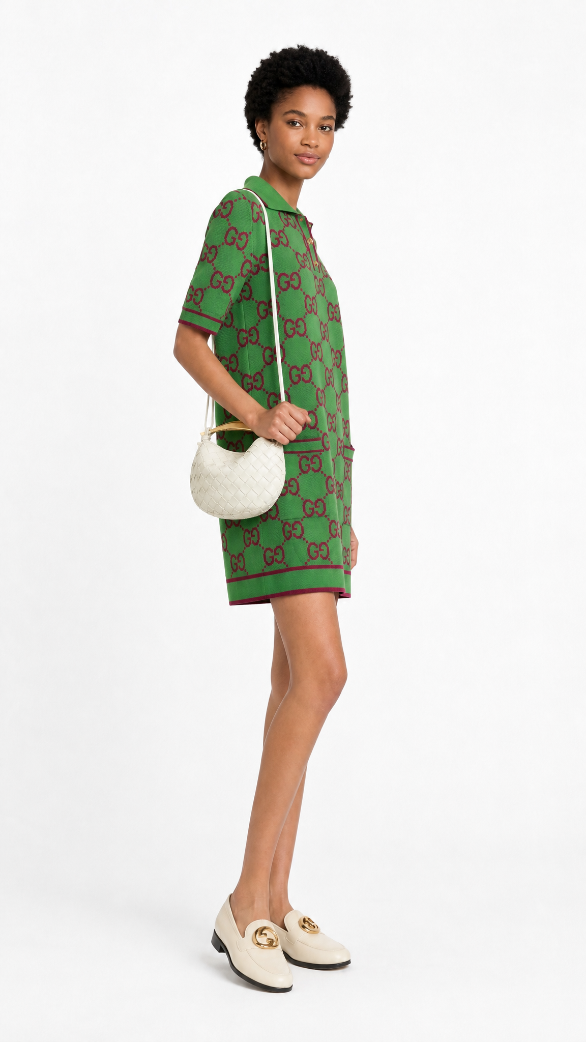 GUCCI Knit GG Jacquard Polo Dress Green Purple size XXS RRP €1980