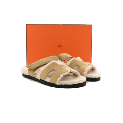 HERMES Chypre Shearling * new color * Beige Albâtre Ecru size 39 - Brand new in box