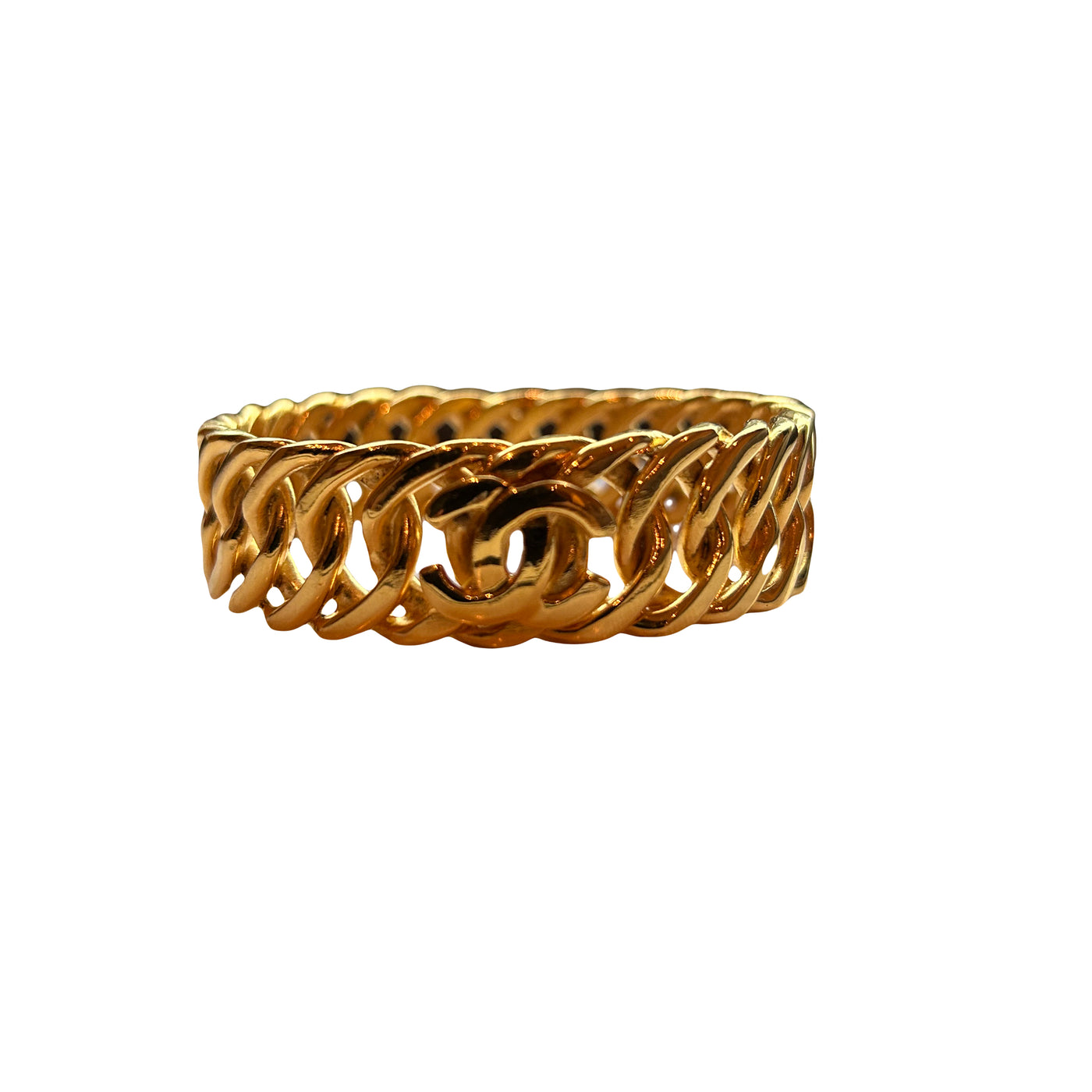 CHANEL vintage 1980’s CC gold bangle