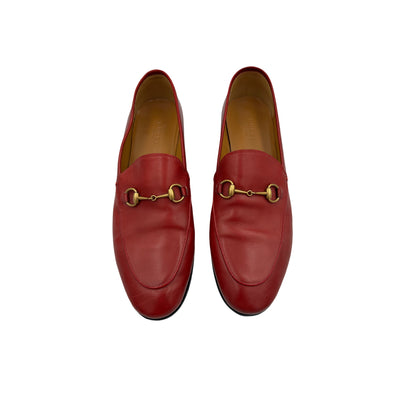 GUCCI red leather loafers size 40