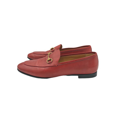 GUCCI red leather loafers size 40