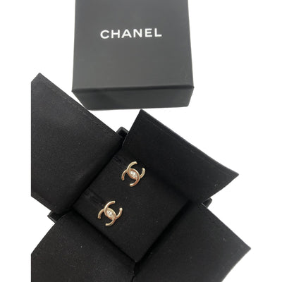 CHANEL small cc crystals studs earrings light gold full set 2023