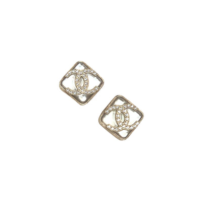 CHANEL Champagne Gold Crystals resine earrings (22A)