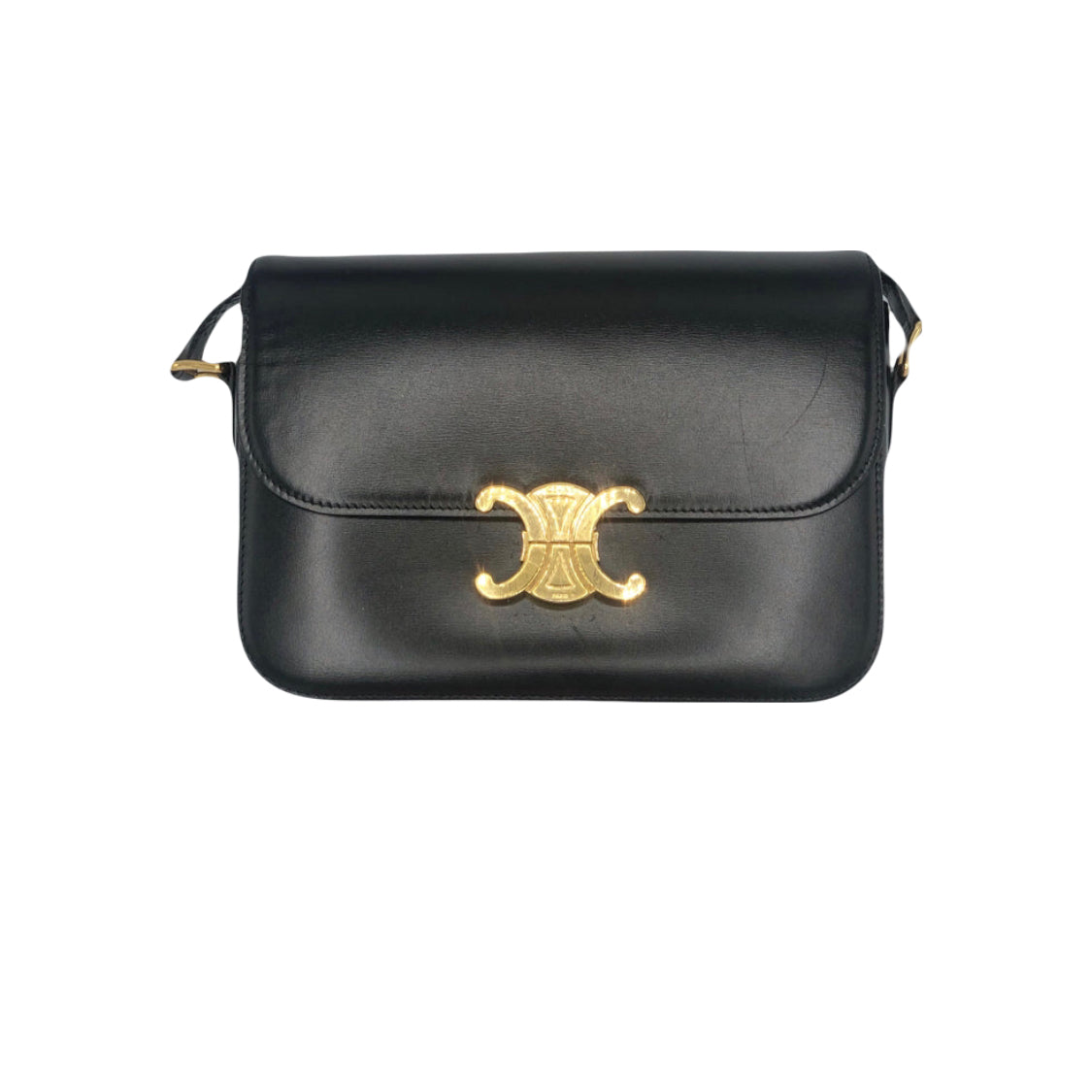 CELINE Classic Black Shiny Triomphe Handbag Medium RRP: £2950