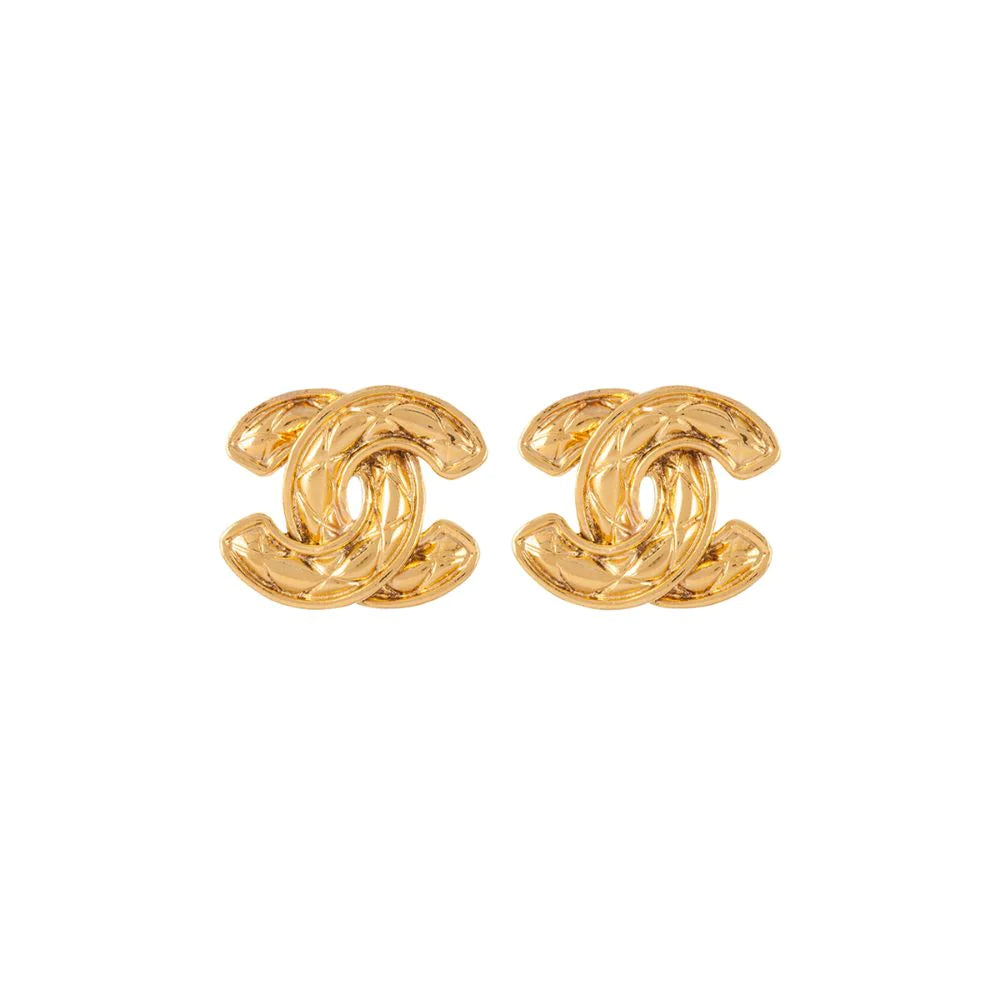 CHANEL small CC quilted clip on earrings