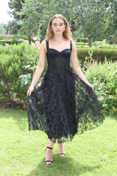 SCANLAN THEODORE black floral sheer dress size US4 original rrp £685