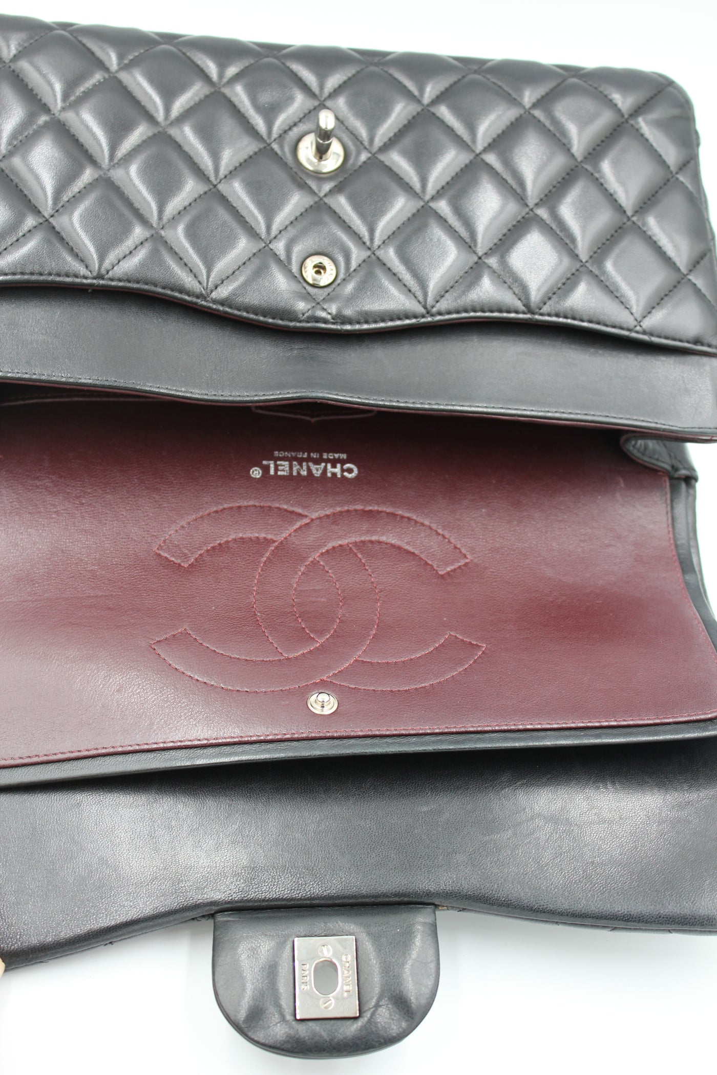 CHANEL Jumbo double flap lambskin with silver hardware full set RRP: £9540