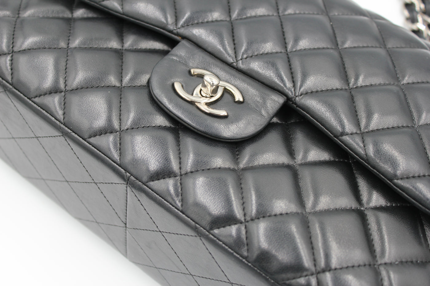 CHANEL Jumbo double flap lambskin with silver hardware full set RRP: £9540