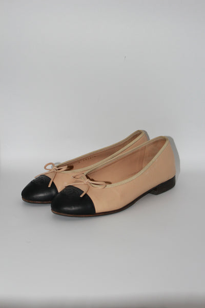 CHANEL ballet flats two tones beige and black size 36