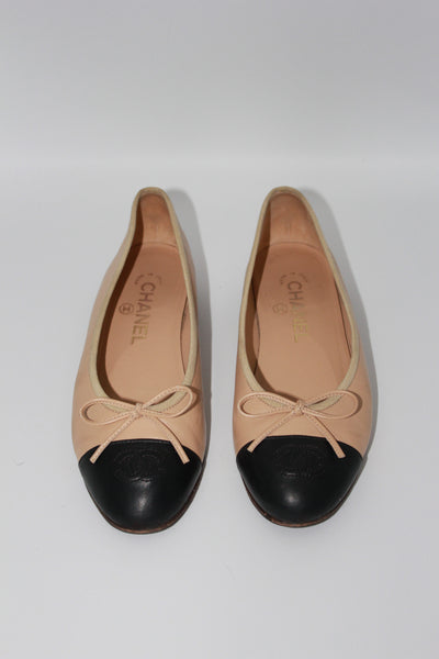 CHANEL ballet flats two tones beige and black size 36