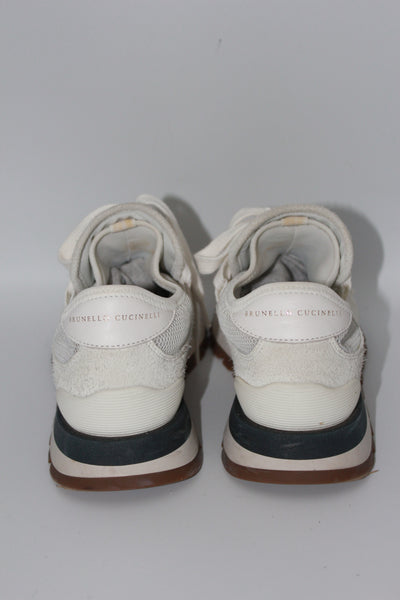 BRUNELLO CUCCINELLI white lace up trainers size 38