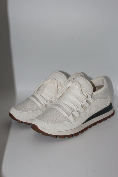 BRUNELLO CUCCINELLI white lace up trainers size 38