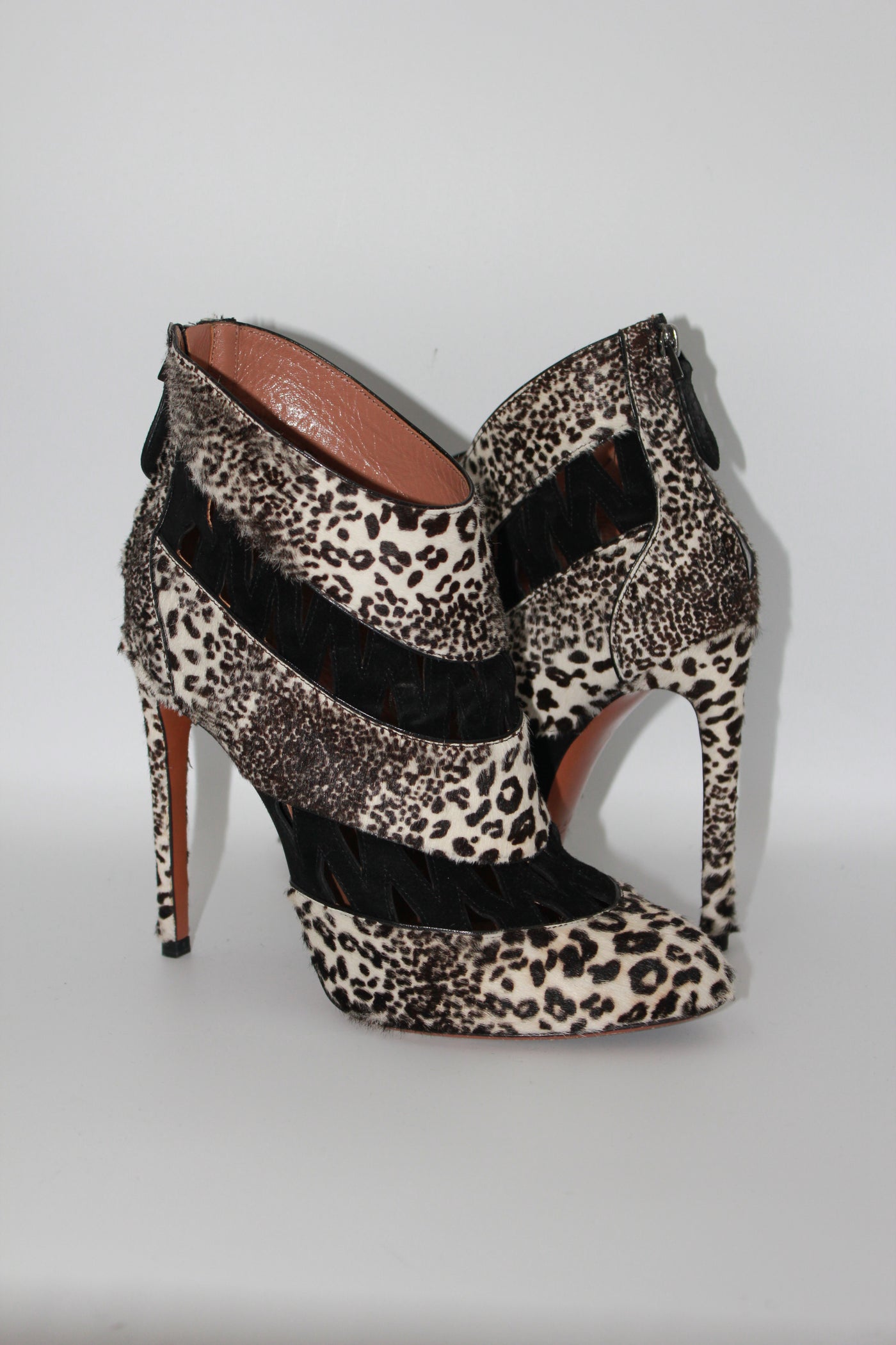 Azzedine ALAIA ponyskin animal print boots size 39.5