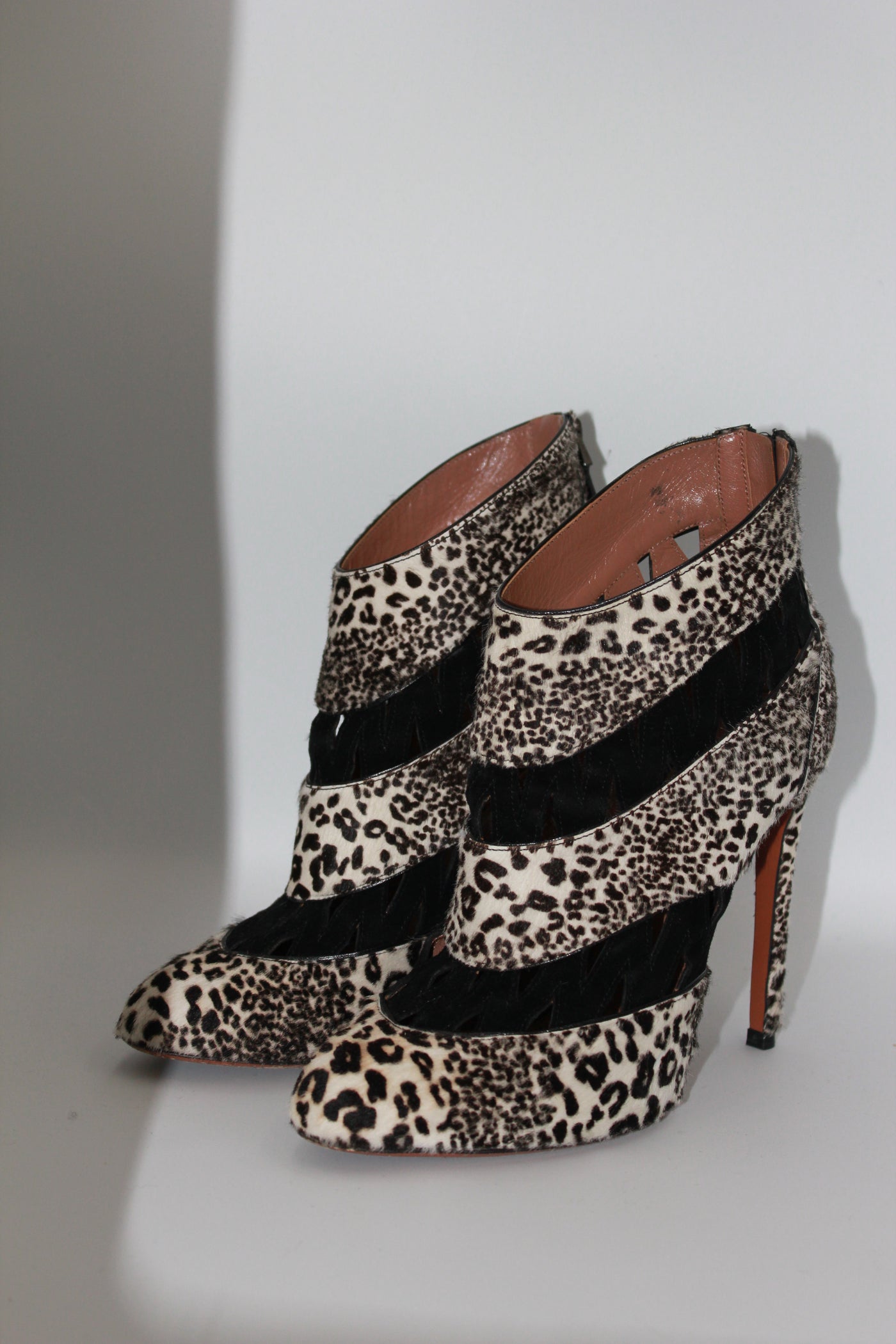 Azzedine ALAIA ponyskin animal print boots size 39.5