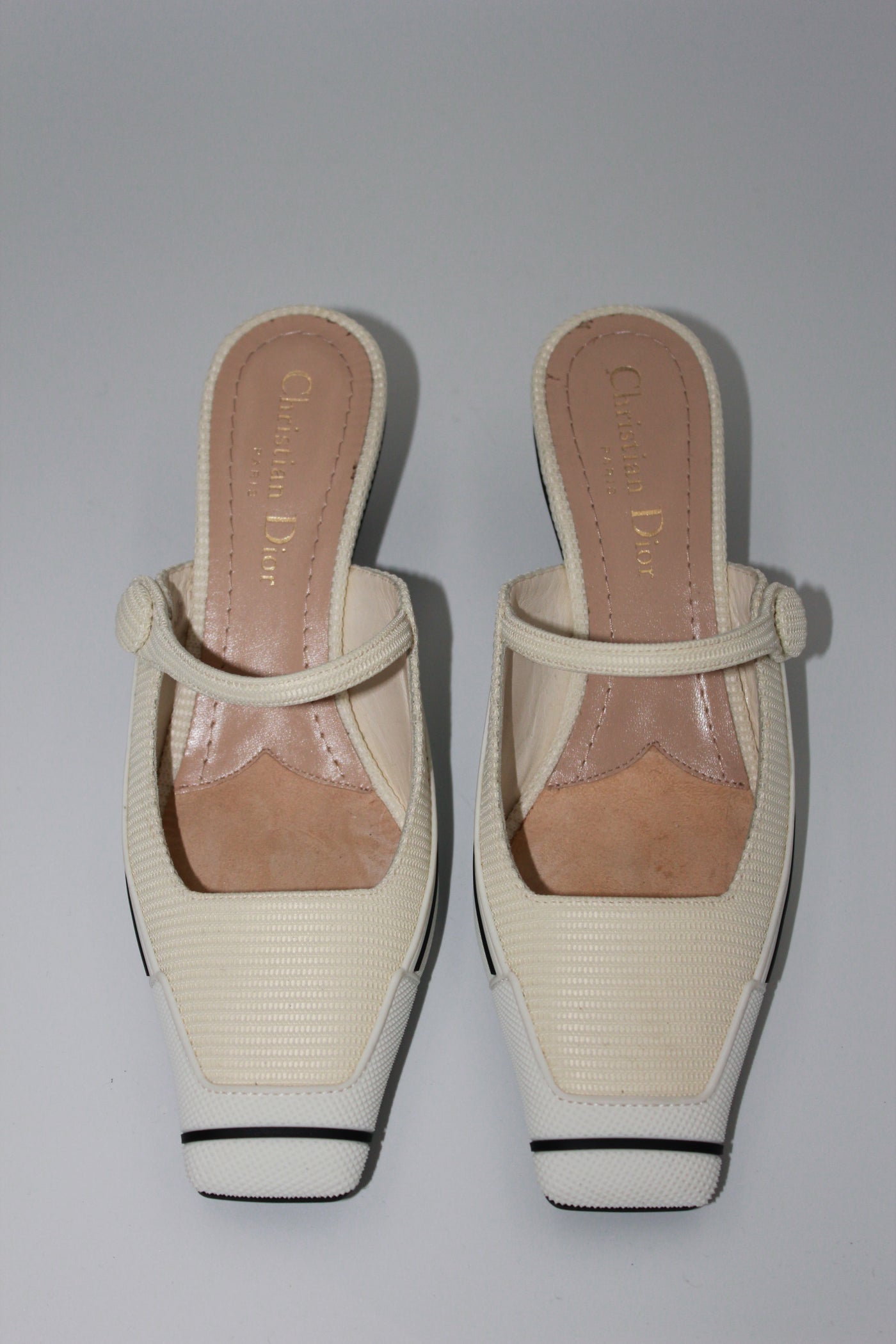 Christian DIOR cream rubber kitten heels