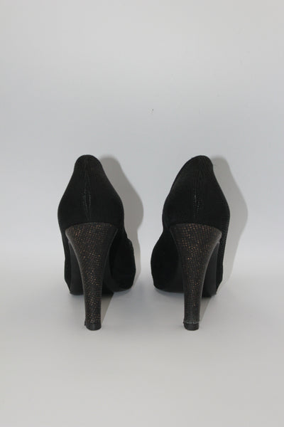 CHANEL black shimmering heels size 37.5