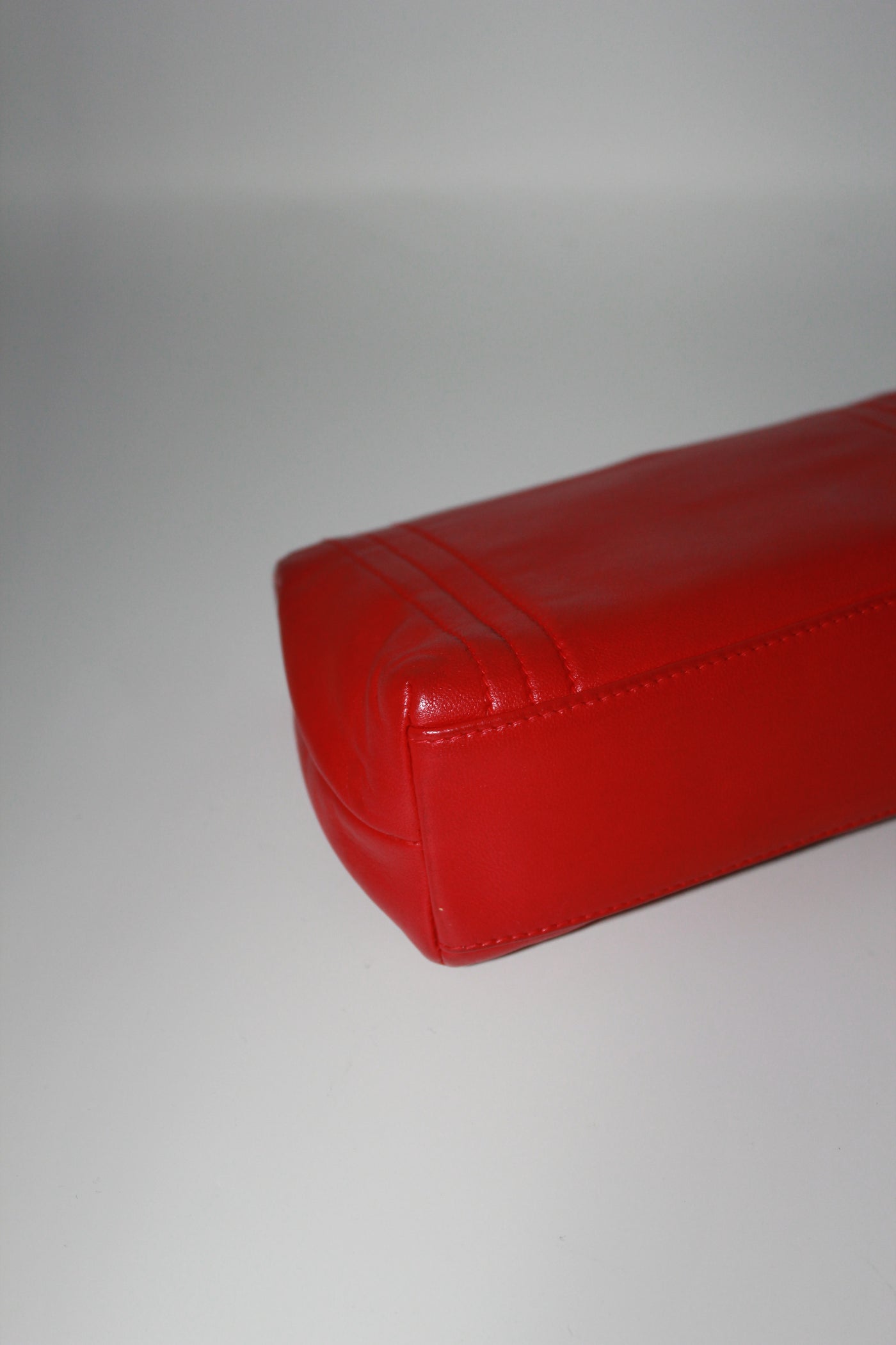 CHANEL red leather mini flap shoulder bag vintage 1986-1988