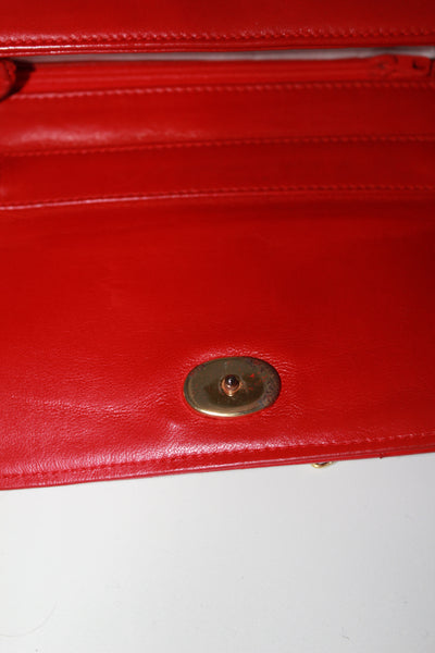 CHANEL red leather mini flap shoulder bag vintage 1986-1988