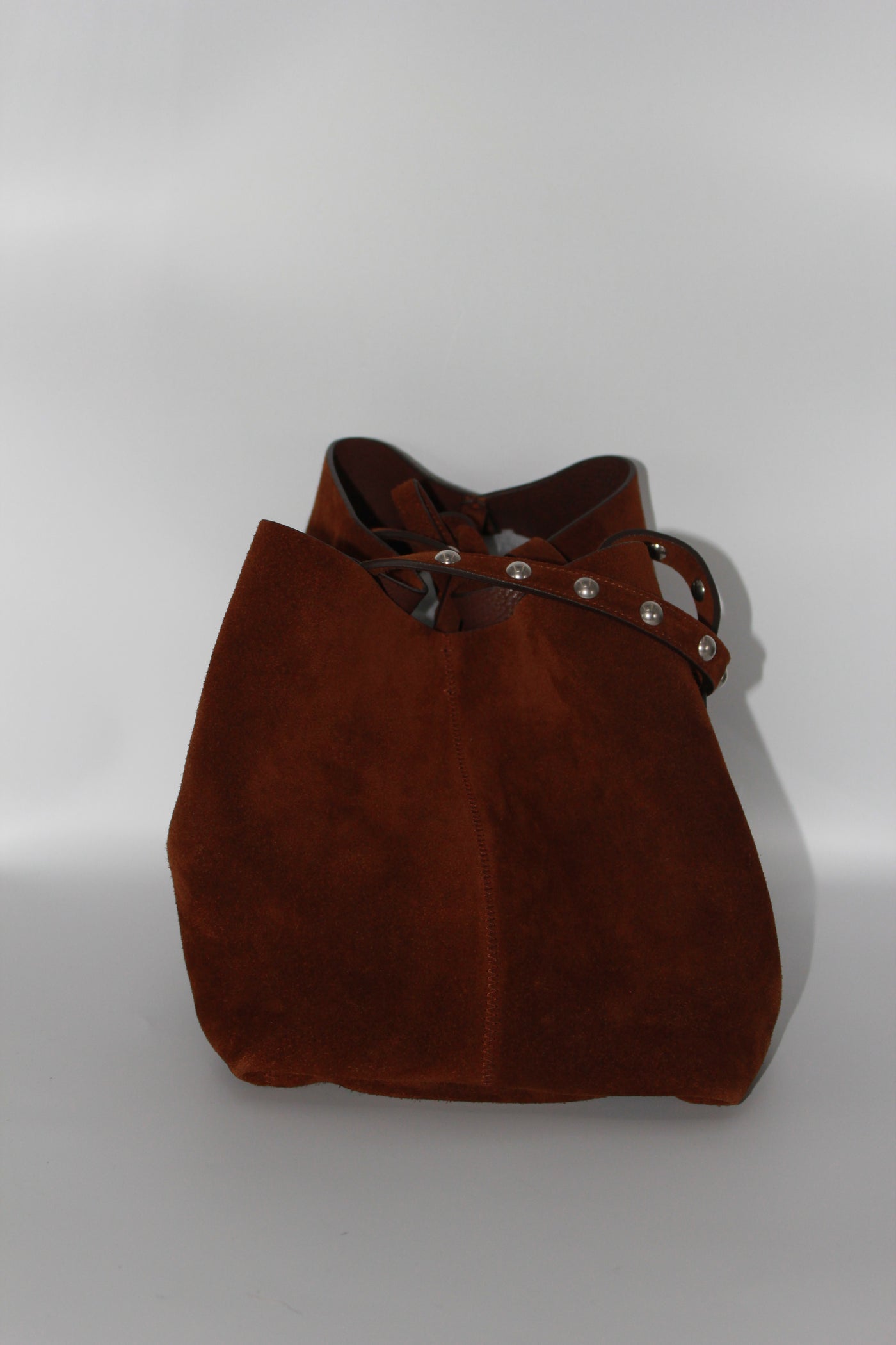 CELINE reversible suede leather tote handbag with pouch