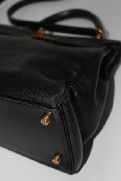 HERMES Kelly 28 vintage 1996 black swift leather with gold hardware