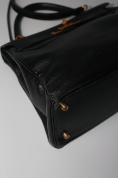 HERMES Kelly 28 vintage 1996 black swift leather with gold hardware