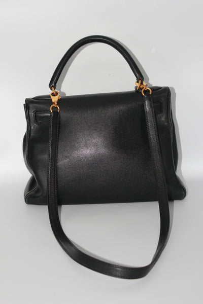 HERMES Kelly 28 vintage 1996 black swift leather with gold hardware