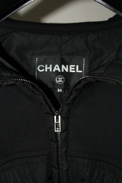 CHANEL black zipper hoodie jacket size 34