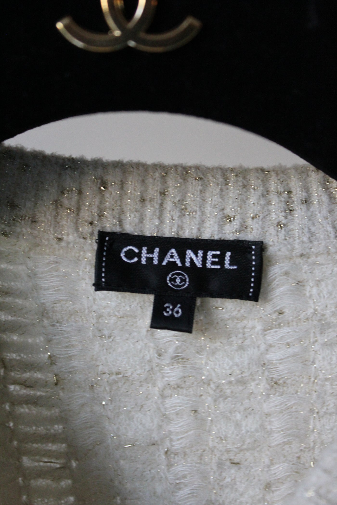 CHANEL golden ecru lion cardigan AW17 size 36