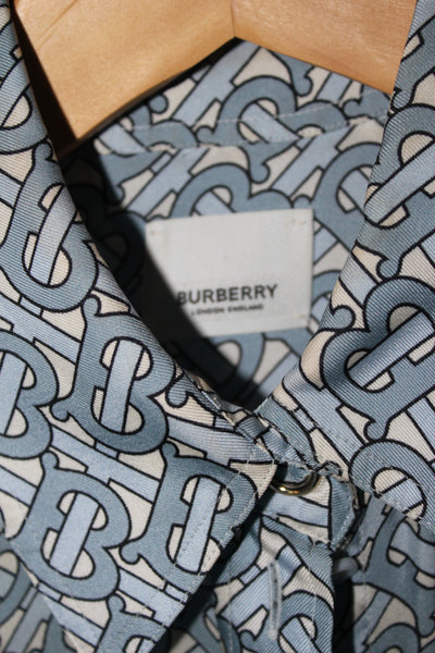 BURBERRY silk blue printed shirt blouse