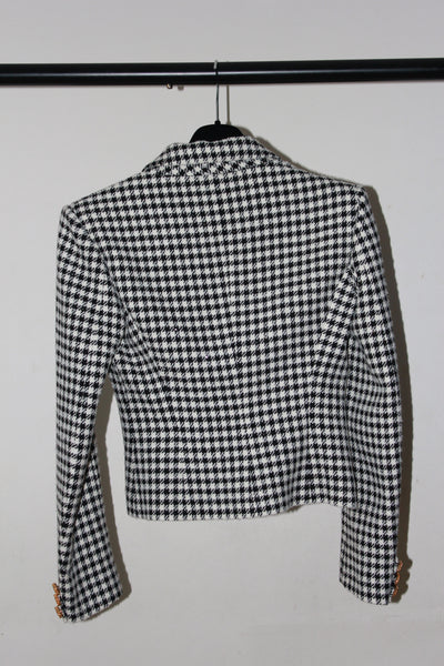 ALESSANDRA RICH Houndstooth sequin crystals jacket size 8uk RRP: $1675