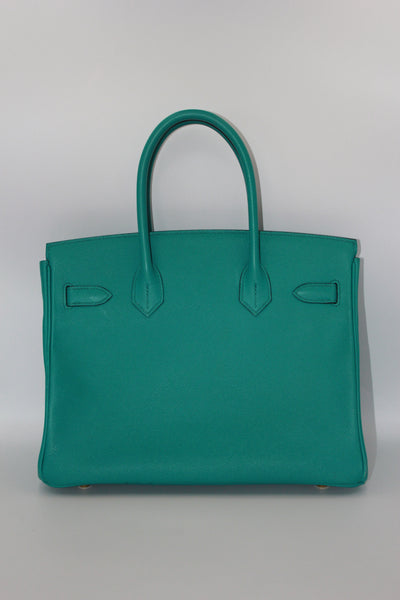 HERMES birkin 30cm handbag in blue paon epsom leather with gold hardware and twilly