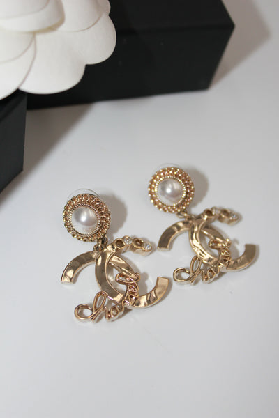 CHANEL "Coco Chanel" CC drop earrings full set 2022