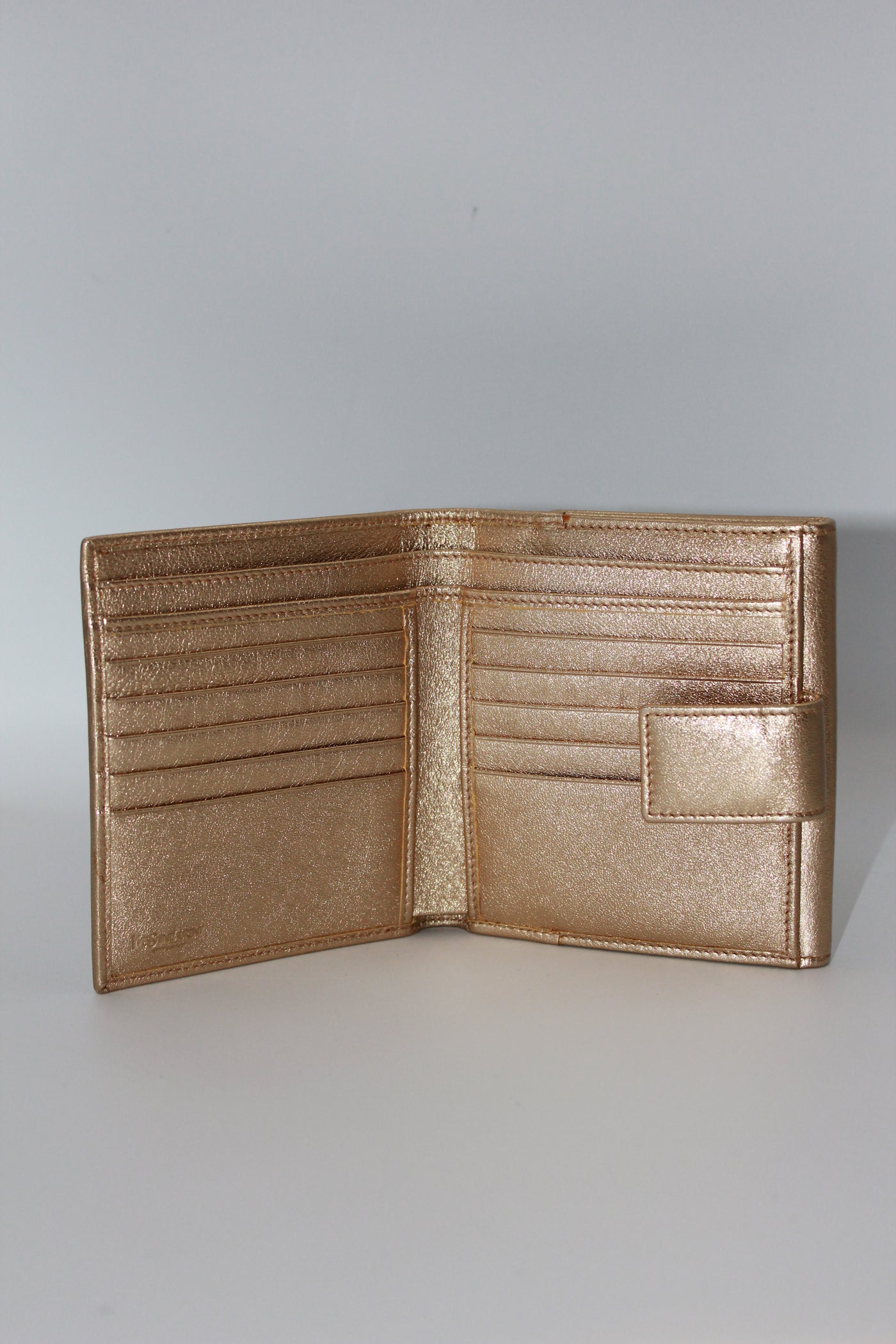 Yves Saint Laurent vintage gold postcard wallet with box