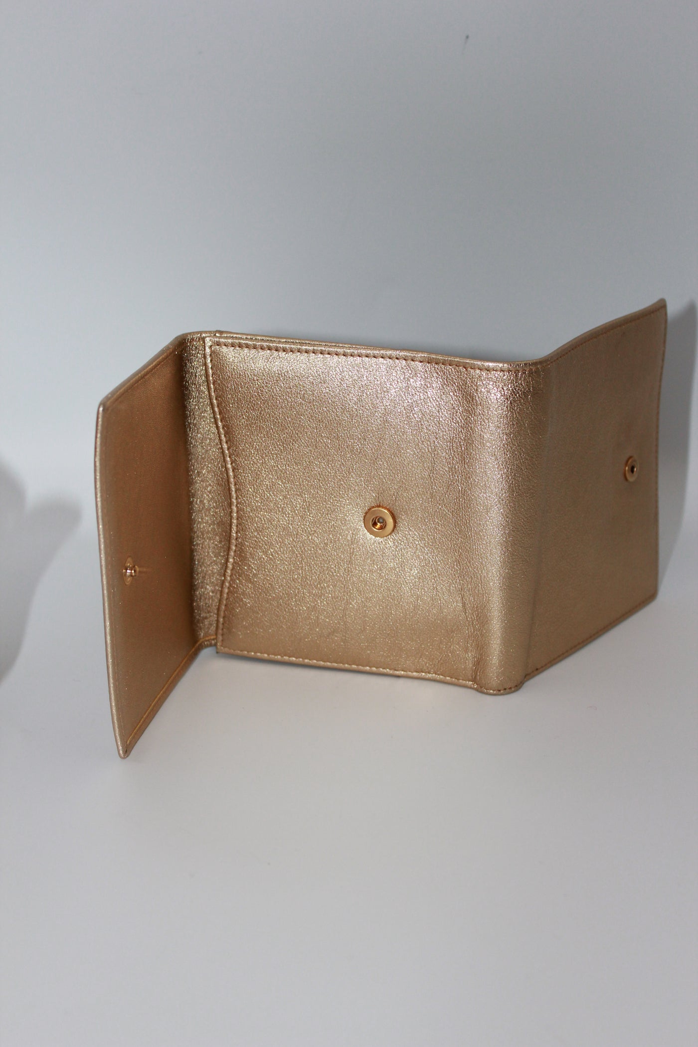 Yves Saint Laurent vintage gold postcard wallet with box