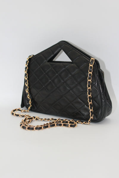 CHANEL vintage 1989-1991 leather pyramid handle handbag