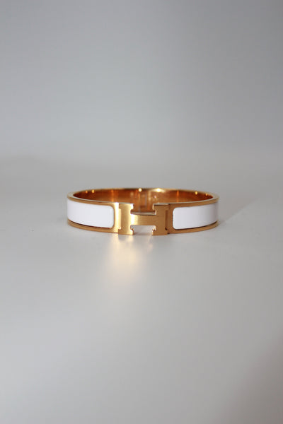 HERMES Clic Clac H bracelet white gold with box