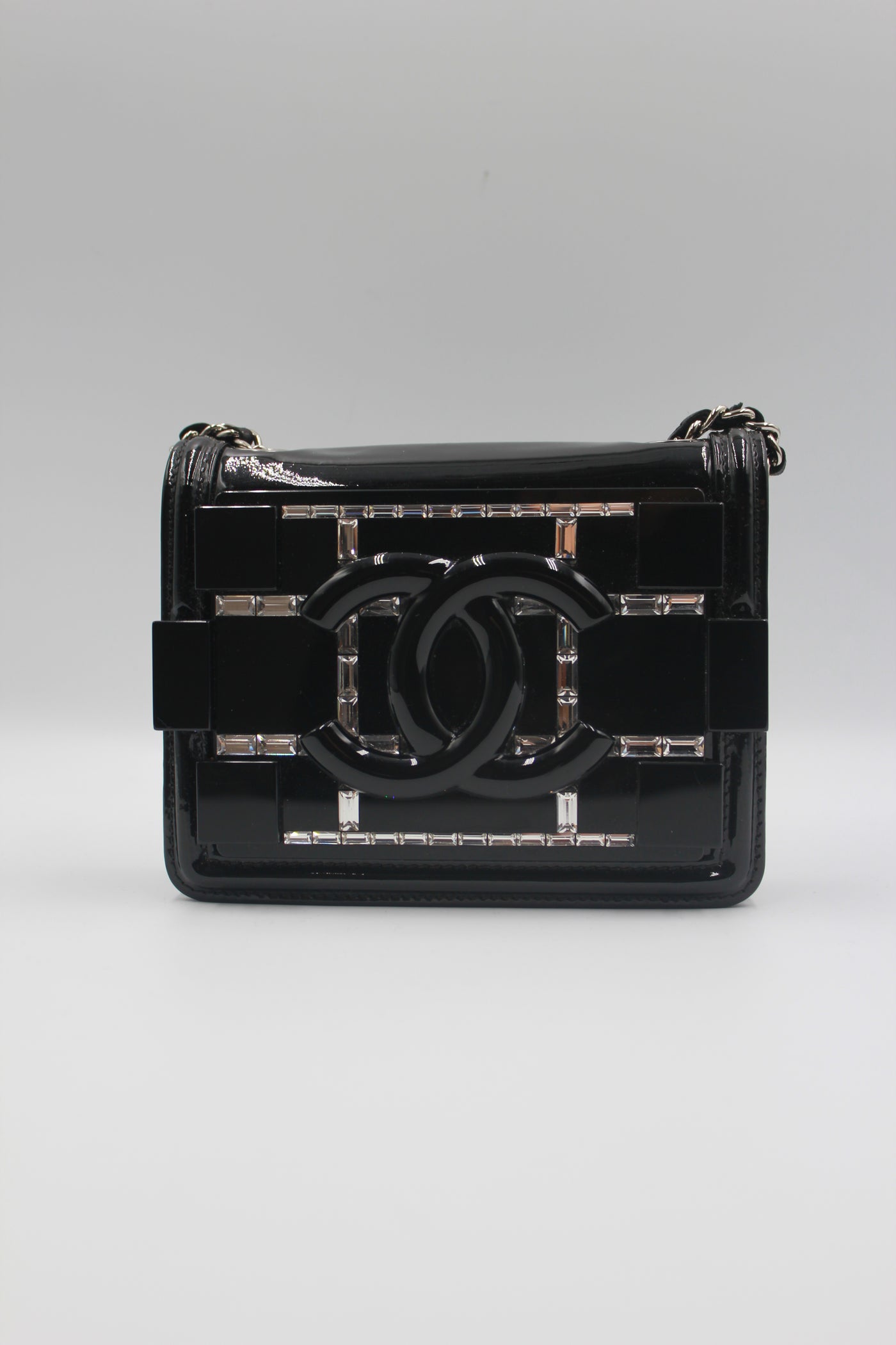 CHANEL lego brick crystals clutch on chain