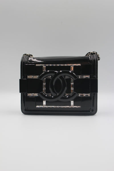 CHANEL lego brick crystals clutch on chain